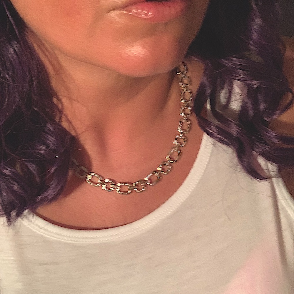 Chain link necklace in silver and gold